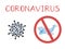 Coronavirus. No flight. Danger, prohibition, attention. Chinese virus, disease, epidemic. Medical concept. Flat style vector
