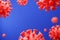 Coronavirus outbreak, COVID-19 3D render infection influenza background as blue dangerous flu strain cases as pandemic