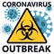 Coronavirus outbreak. COVID-19 Biological hazard icon, Novel coronavirus 2019-nCoV , Abstract virus strain model Novel corona