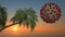 Coronavirus Palm Vacation Travel 3d illustration