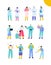 Coronavirus pandemic. Different People in mask vector set