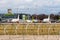 Coronavirus pandemic quarantine, flights canceled, behind a barbed wire fence visible aircraft, parked for a long time at Riga