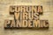 Coronavirus pandemic word abstract in wood type