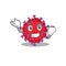 Coronavirus particle cartoon character style with happy face