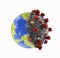 Coronavirus planet earth pandemic contagion concept.
