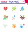 Coronavirus Precaution Tips icon for healthcare guidelines presentation 9 Flat Color icon pack such as hands care, sick, blood,