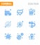 Coronavirus Prevention Set Icons. 9 Blue icon such as protection, avoid, ban, otolaryngologist, breathe