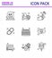 Coronavirus Prevention Set Icons. 9 Line icon such as  chemistry, medicine, hands, medical, bubble