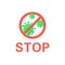 Coronavirus prohibition sign isolated icon on a white background. Outbreak of coronovirus 2019-nCoV in China. Pandemic