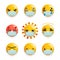 Coronavirus protection medical mask emoticon smiley emoji icons set cartoon design vector illustration