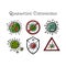 Coronavirus quarantine, covid-19, Stop icons set isolated on white