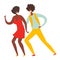 Coronavirus quarantine epidemic concept. Dancing masked people vector illustration