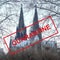 Coronavirus quarantine in Europe. Text against the background of Cologne Cathedral in Germany
