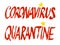 Coronavirus and Quarantine hand-drawn grunge words with stars. Colors of Chinese Flag. Doodle illustration of a deadly disease,