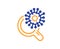 Coronavirus research line icon. Search Covid-19 virus sign. Vector