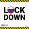 Coronavirus Russia Lock DOwn Typography with country flag