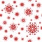 Coronavirus seamless pattern. Vector background with red covid-19 bacteria