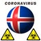 Coronavirus sign on Iceland flag