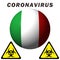 Coronavirus sign on Italy flag