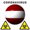 Coronavirus sign on Latvia flag