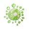 Coronavirus single watercolor element green