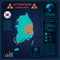 Coronavirus in South Korea. Graphic statistics spread coronavirus wiht icons and numbers. Wuhan virus 2019-nCoV on map Korea.