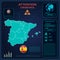 Coronavirus in Spain. Graphic statistics spread coronavirus wiht icons and numbers. Wuhan virus 2019-nCoV on map of Spain.