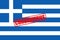 Coronavirus stamp on the national flag of Greece