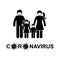 Coronavirus stick figure man, woman, children, kid icon sign symbol vector. Stickman family wearing mask to avoid virus infection