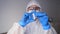 Coronavirus test - Medicine woman holding vaccine against Covid 19