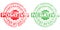 Coronavirus test result stamps. Positive and negative stamp covid-19. Green and Red grunge stamps. Vector illustration isolated on