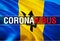Coronavirus Text on Barbados flag background. Coronavirus hazard and Infection in Barbados concept. 3D rendering Corona virus