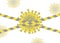 Coronavirus trendy colors 2021 yellow gray. Infectious virus design over white background with warning ribbons. A beautiful templa