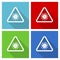 Coronavirus triangle warning sign, covid-19 caution icon set, flat design vector illustration in eps 10 for webdesign and mobile