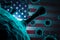 Coronavirus and USA Flag, COVID 19 Pandemic in U.S. Continues 3D Rendering