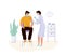 Coronavirus vaccination concept vector background. Woman doctor makes injection of disease vaccine to man patient in a