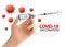 Coronavirus vaccine background. Covid-19 corona virus vaccination with syringe injection tool for covid19