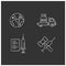 Coronavirus vaccine chalk icons set