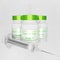 Coronavirus vaccine. Green Vial bottles. For prevention and immunisation from Covid-19. 3d illustration