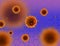 Coronavirus viral cells on abstract blurred background