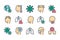 Coronavirus and Virus Infection related color line icon set.