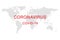 Coronavirus virus sign on world map, COVID-19 concept. Global pandemic alert