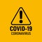 Coronavirus warning and attention icon. Exclamation mark health danger sign, COVID-19 epidemic and pandemic symbol