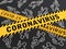 Coronavirus warning message on yellow tape, crime scene style