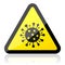 Coronavirus yellow triangle warning sign, covid-19 alert vector illustration in eps 10