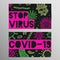 Coronovirus infection COVID-19 alert poster. 20th century pandemic,transmitted by airborne droplets.