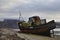 Corpach shipwreck near Fort William with cloudy Ben Nevis in background