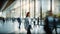 Corporate Ambiance Blurred Business People in a White Glass Office Background. created with Generative AI