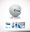 Corporate business 3d logo sphere grey blue