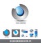 Corporate business 3d logo sphere grey blue design